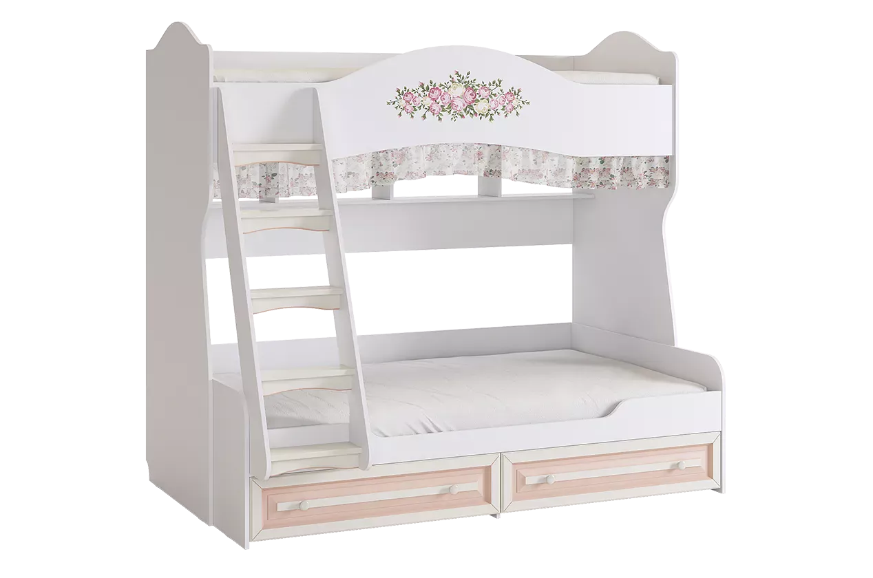 Алиса Кровать двухъярусная (белый/крем)