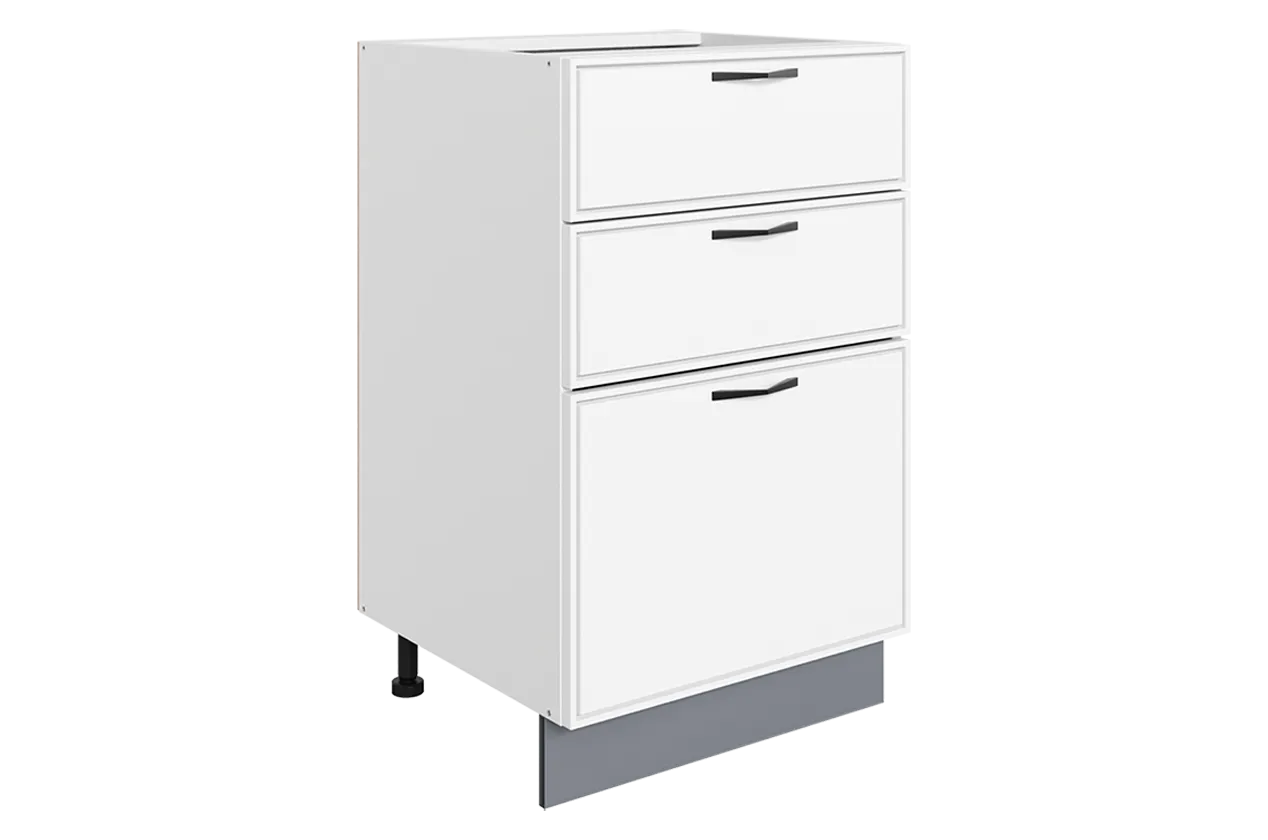 Монако Шкаф рабочий L500 Старт (3 ящ.) (белый/милк матовый)
