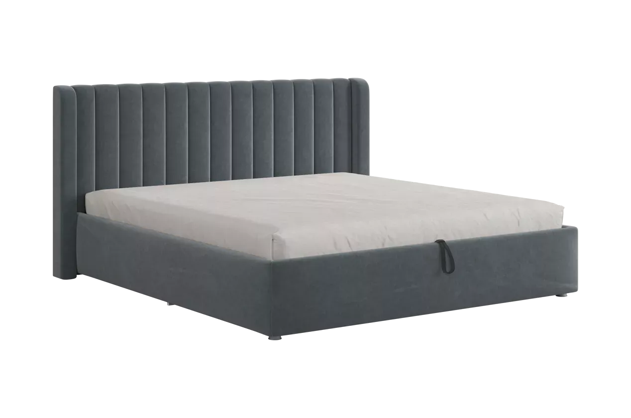 Кровать с подъемным механизмом Ева 180х200 см (графит (велюр))