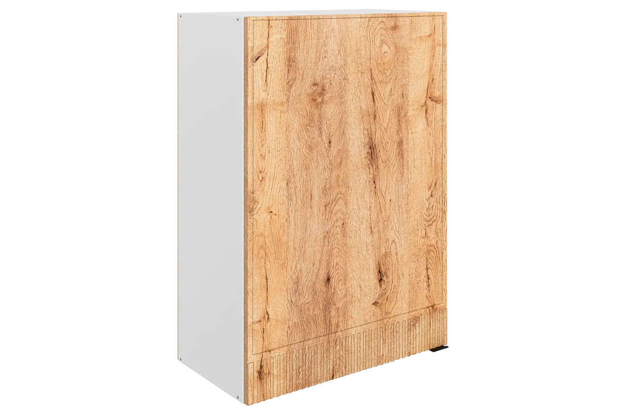 Бариста Шкаф навесной L600 Н900 (1 дв. гл.) (левый) (белый/дуб европейский матовый)