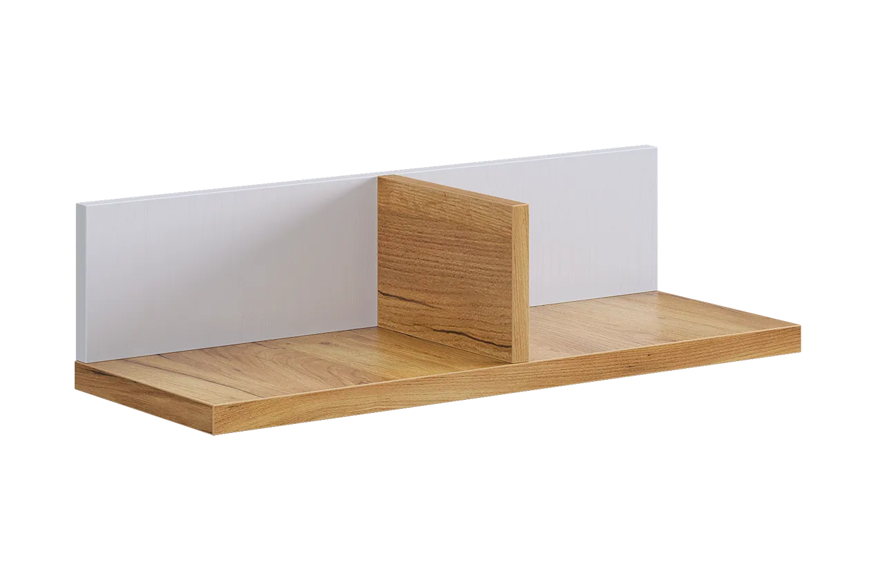 Полка навесная Хюгге (белое дерево/дуб крафт золотой)