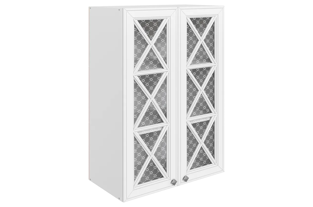 Мишель Шкаф навесной L600 H900 (2 дв. крест.) (эмаль) (белый/белый)