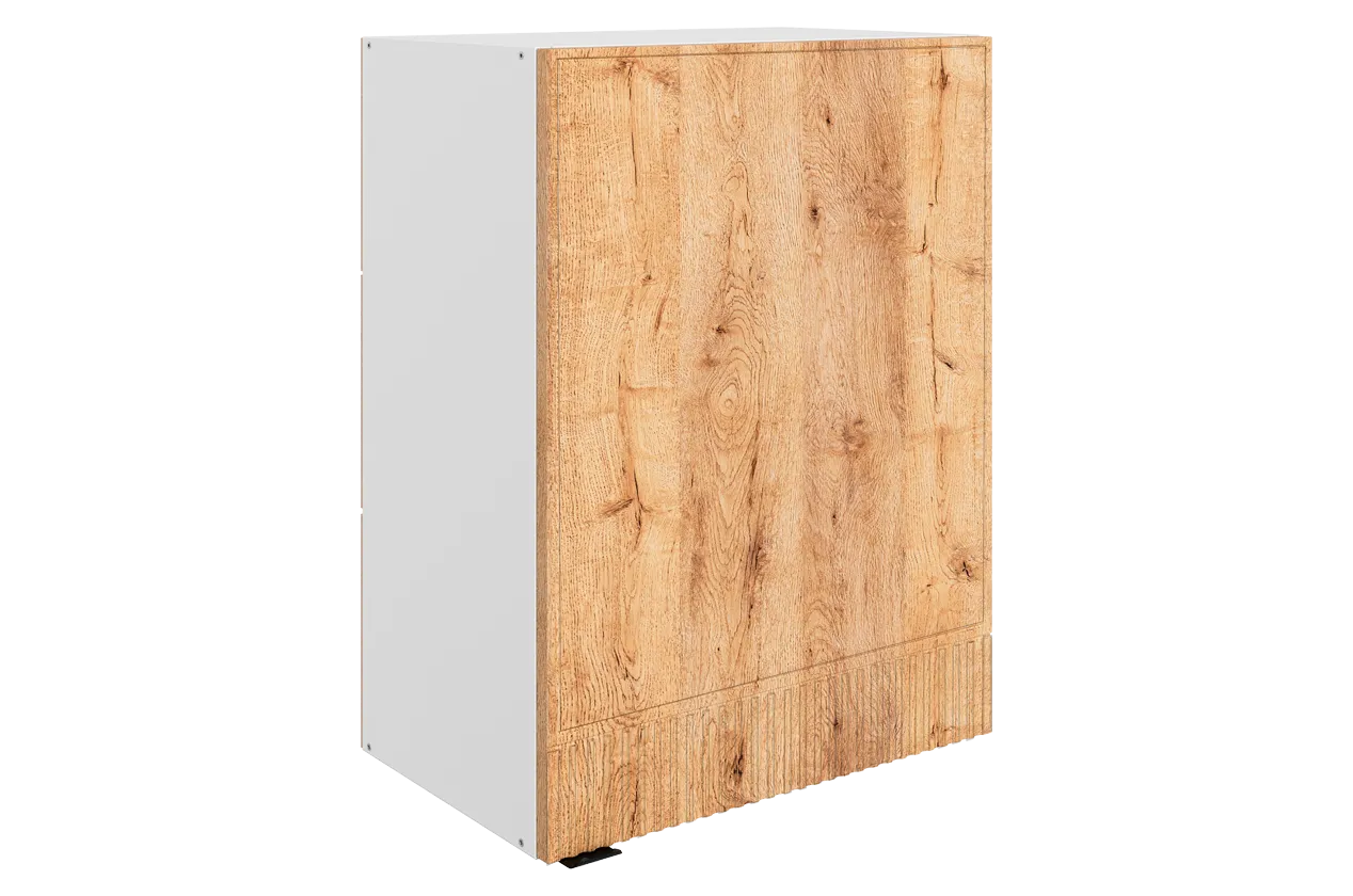 Бариста Шкаф навесной L500 Н720 (1 дв. гл.) (правый) (белый/дуб европейский матовый)