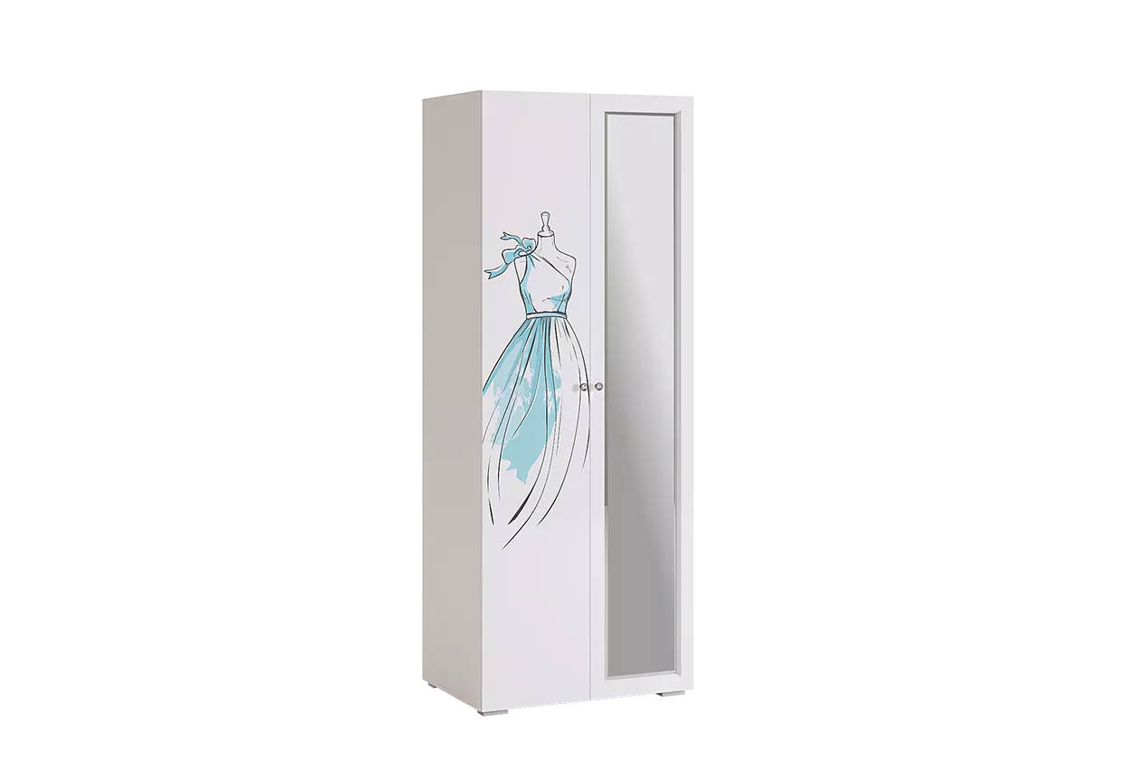 Гламур Шкаф 2-створчатый (белый/белый глянец)