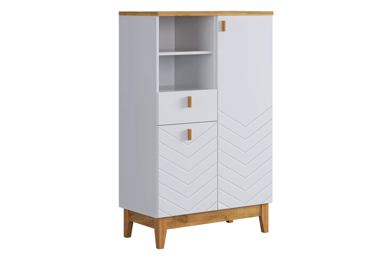 Комод 2 Хюгге (белое дерево/дуб крафт золотой/белый матовый)