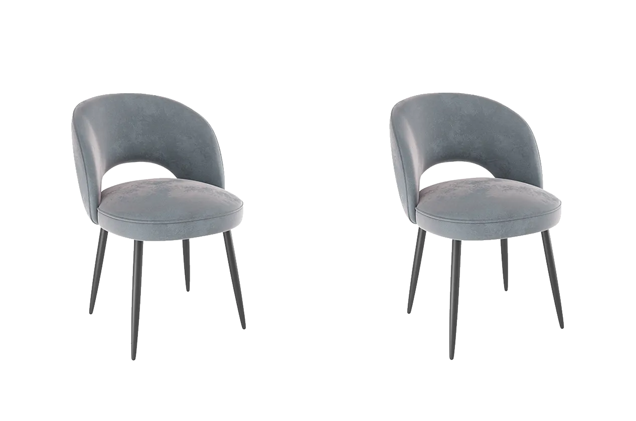 Набор стульев Моли (2 шт.) (серый (велюр)/черный)