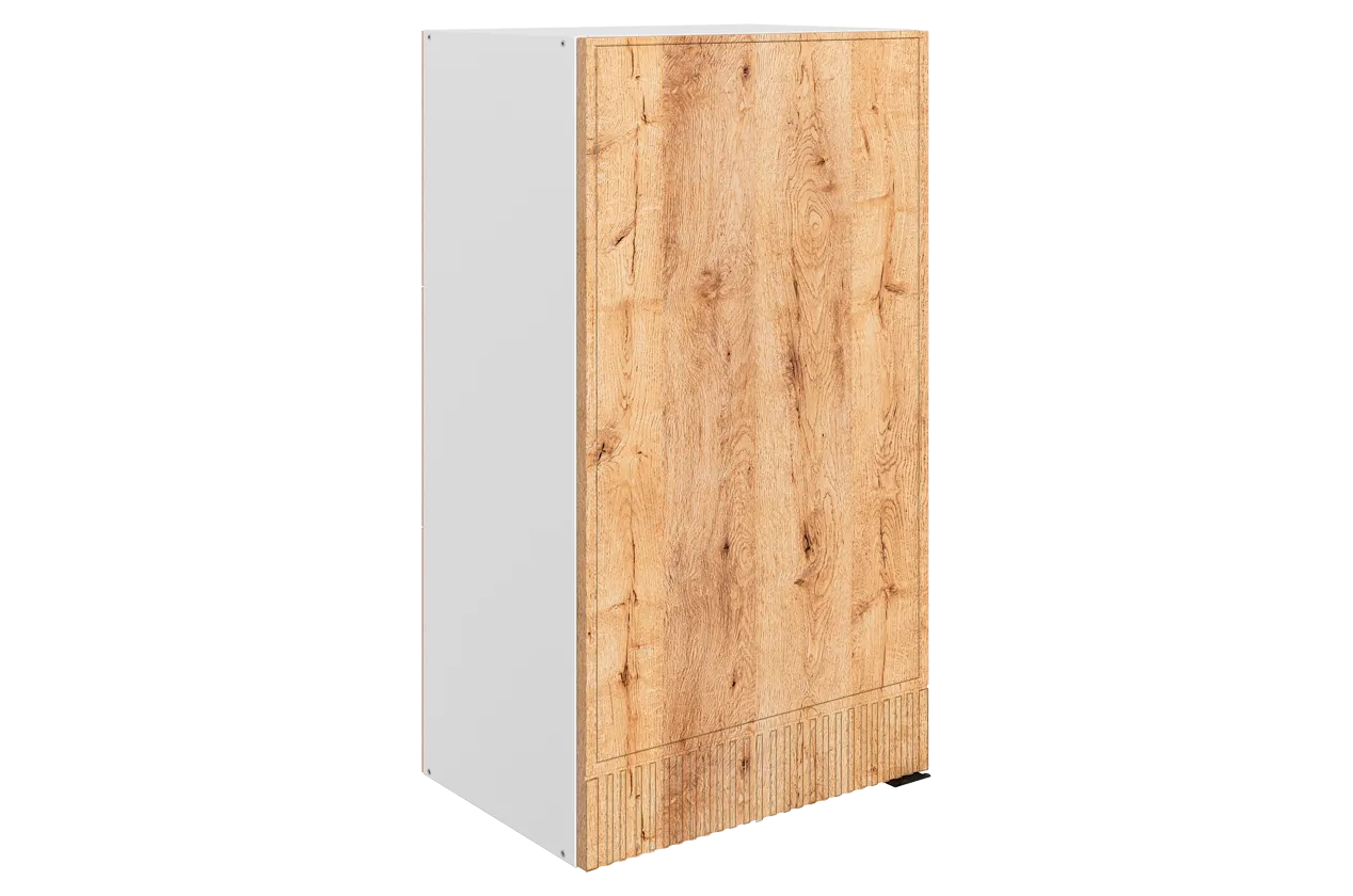 Бариста Шкаф навесной L450 Н900 (1 дв. гл.) (левый) (белый/дуб европейский матовый)