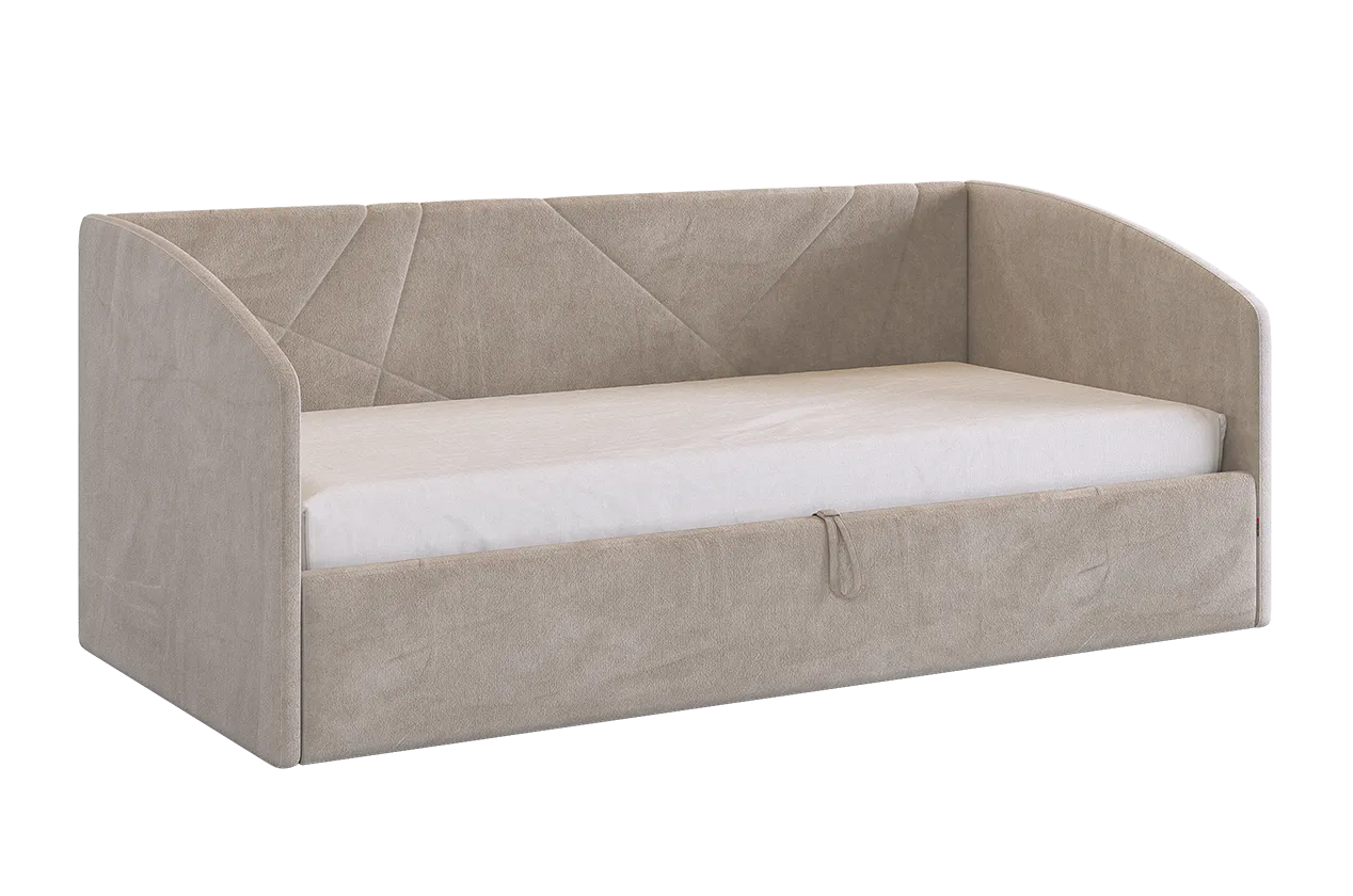 Кровать с подъемным механизмом Квест (Софа) 90х200 см (латте (велюр))