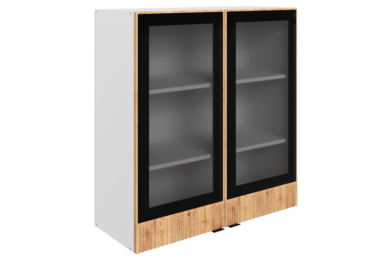 Бариста Шкаф навесной L800 Н900 (2 дв. рам.) (белый/дуб европейский матовый)