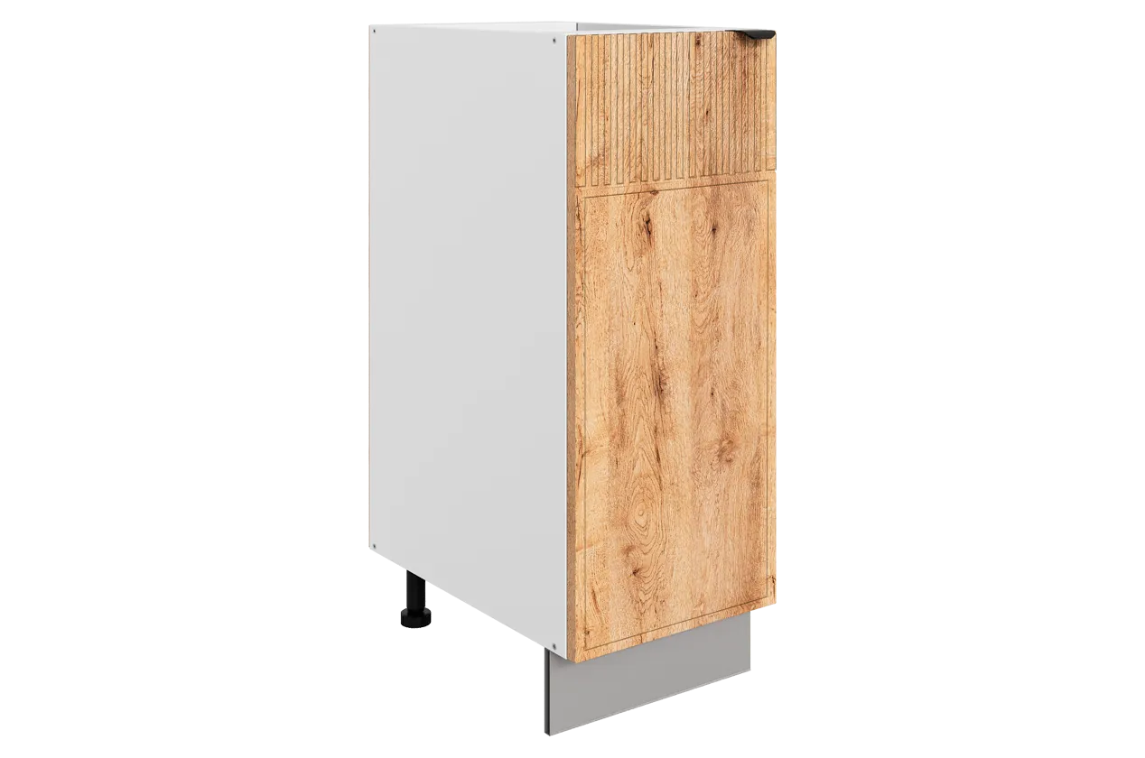 Бариста Шкаф рабочий L300 (1 дв. гл.) (левый) (белый/дуб европейский матовый)