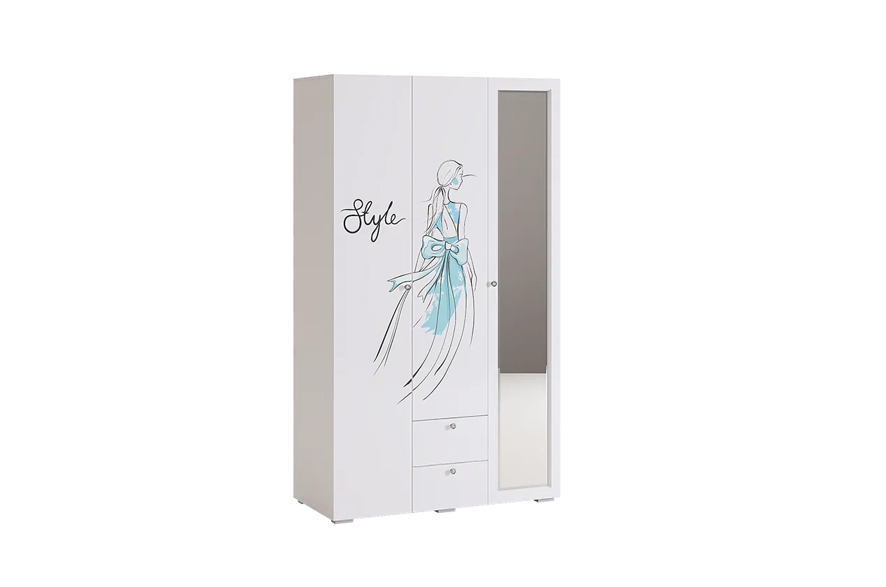 Гламур Шкаф 3-створчатый (белый/белый глянец)
