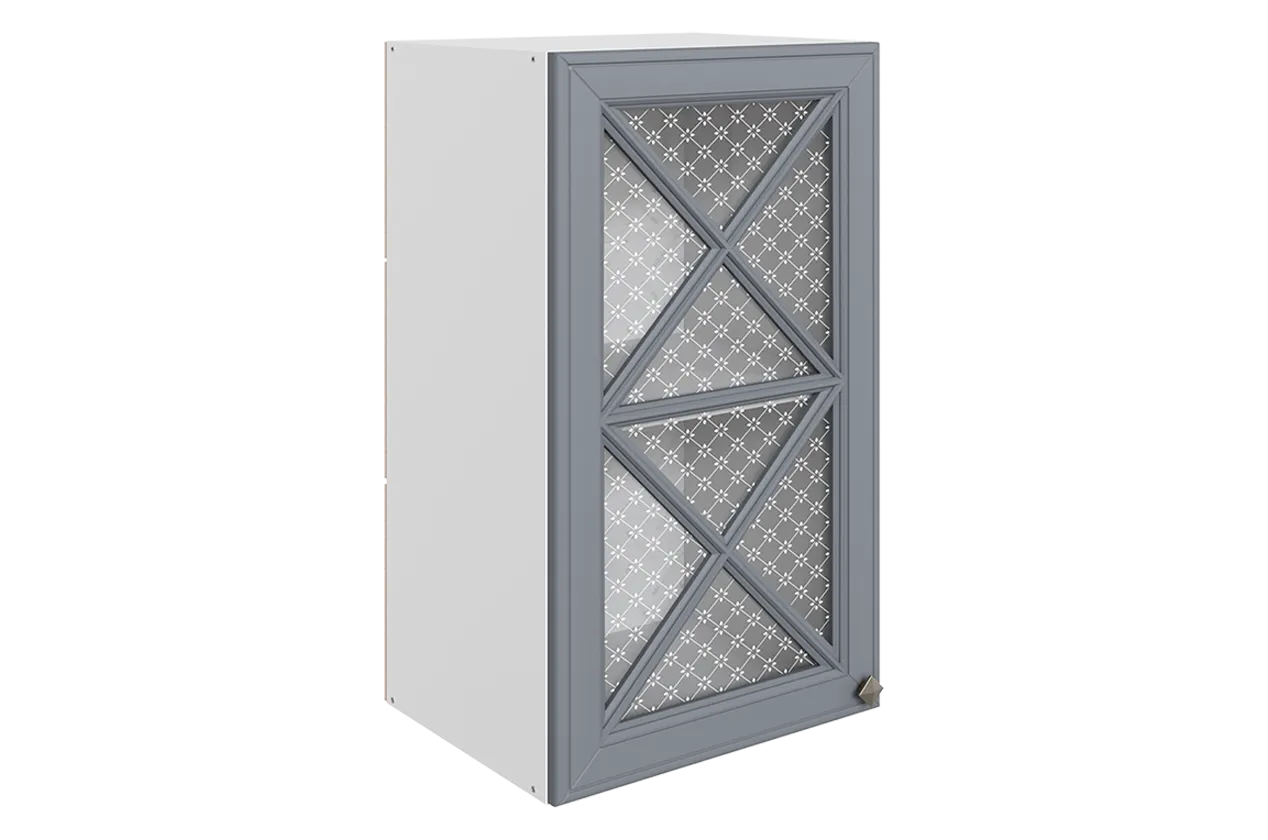 Мишель Шкаф навесной L400 Н720 (1 дв. крест.) (эмаль) (белый/серый)