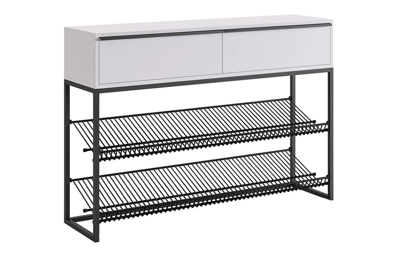 Обувница Крафт 2 (черный муар/белый)