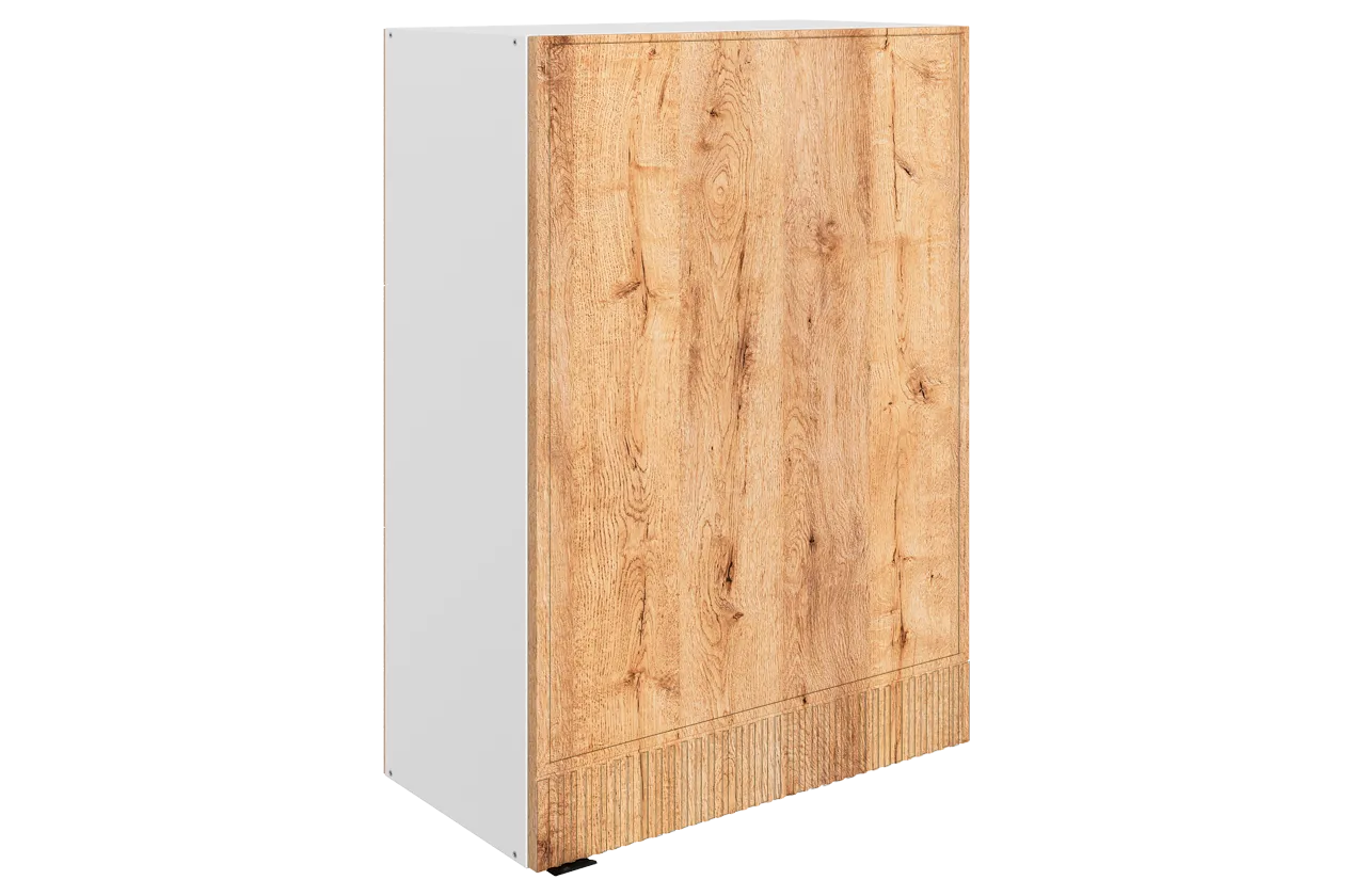 Бариста Шкаф навесной L600 Н900 (1 дв. гл.) (правый) (белый/дуб европейский матовый)