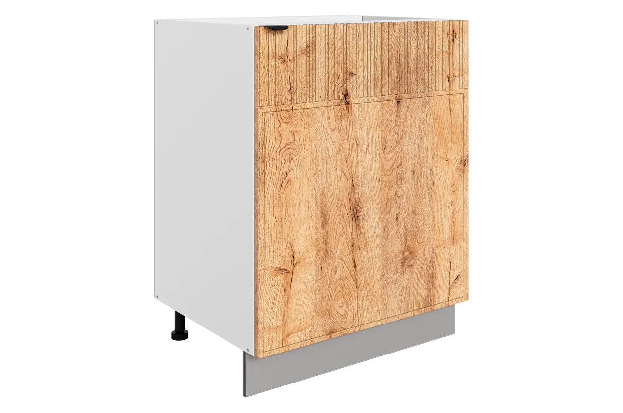 Бариста Шкаф рабочий L600 (1 дв. гл.) (правый) (белый/дуб европейский матовый)