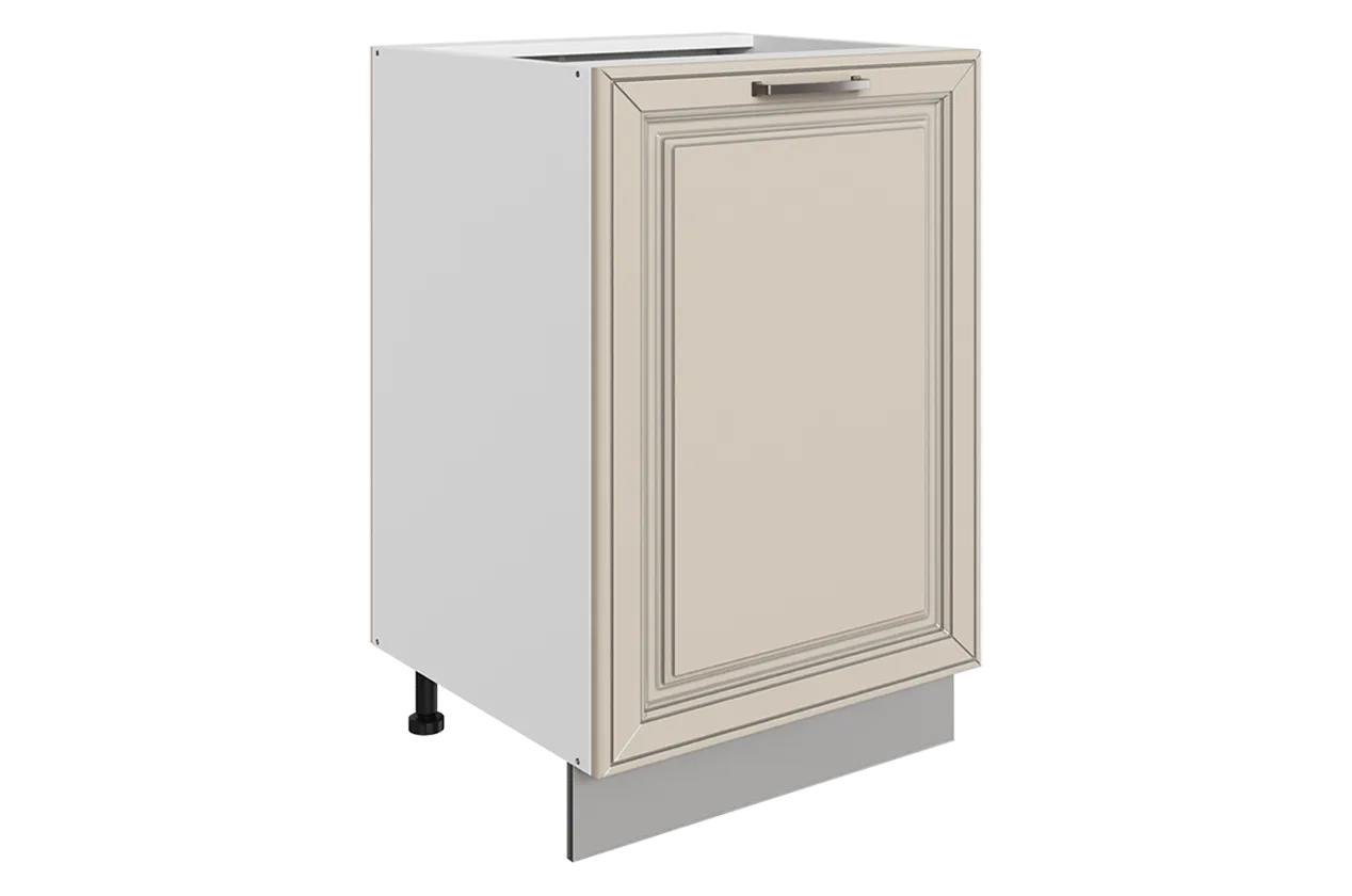 Атланта Шкаф рабочий L500 (1 дв. гл.) (эмаль) (белый/сливки патина платина)