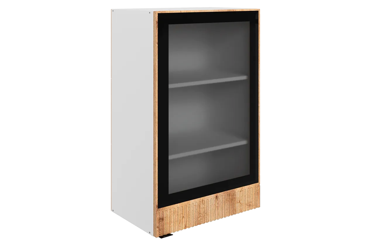 Бариста Шкаф навесной L500 Н900 (1 дв. рам.) (правый) (белый/дуб европейский матовый)