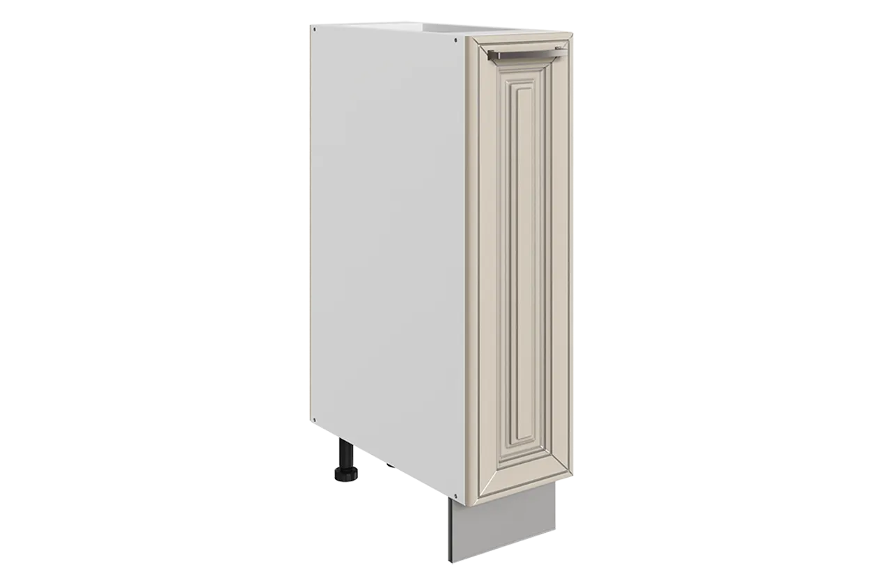 Атланта Шкаф рабочий L200 (1 дв. гл.) (эмаль) (белый/сливки патина платина)