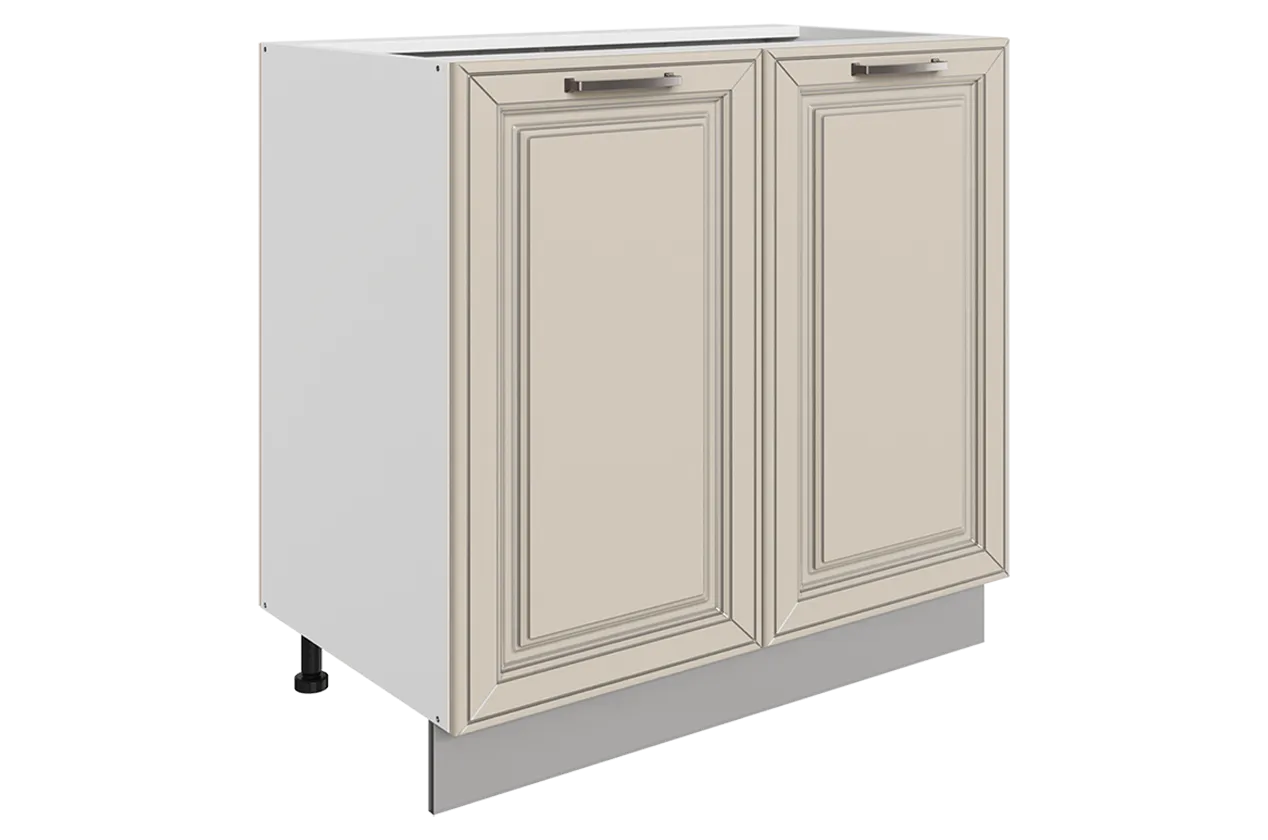 Атланта Шкаф рабочий L800 (2 дв. гл.) (эмаль) (белый/сливки патина платина)