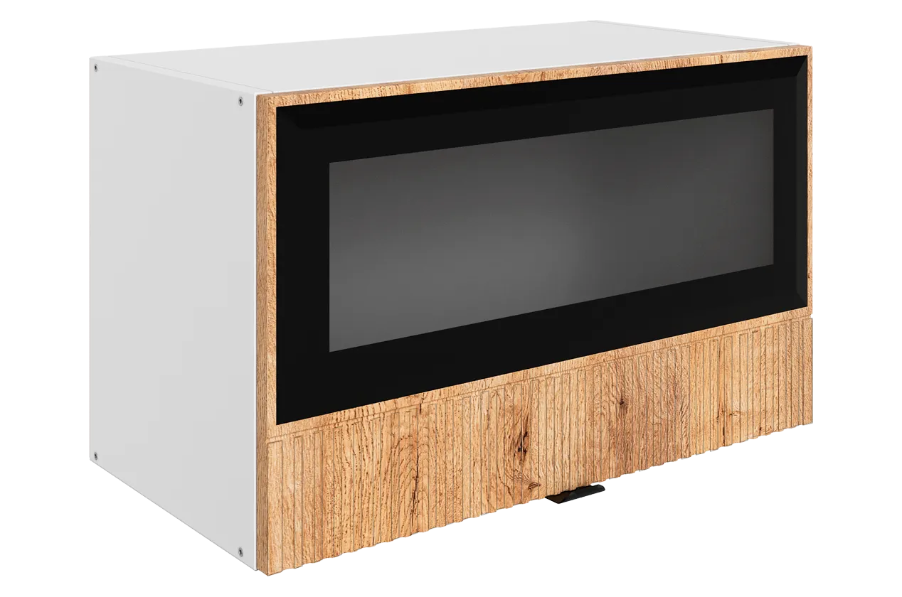 Бариста Шкаф навесной L600 Н360 (1 дв. рам.) (белый/дуб европейский матовый)