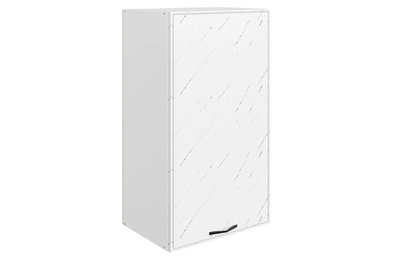 Монако Шкаф навесной L450 Н900 (1 дв. гл.) (белый/мрамор пилатус матовый)
