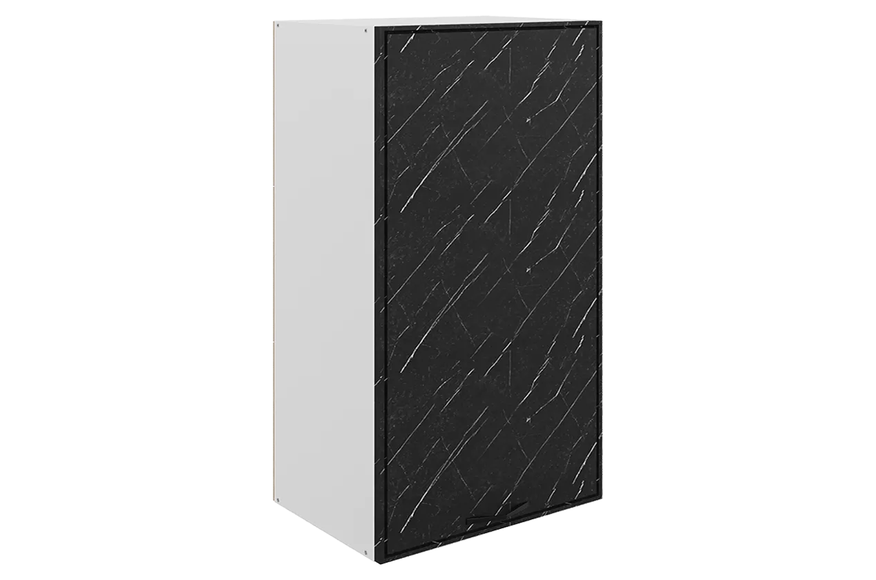 Монако Шкаф навесной L450 Н900 (1 дв. гл.) (белый/мрамор блэкберн матовый)