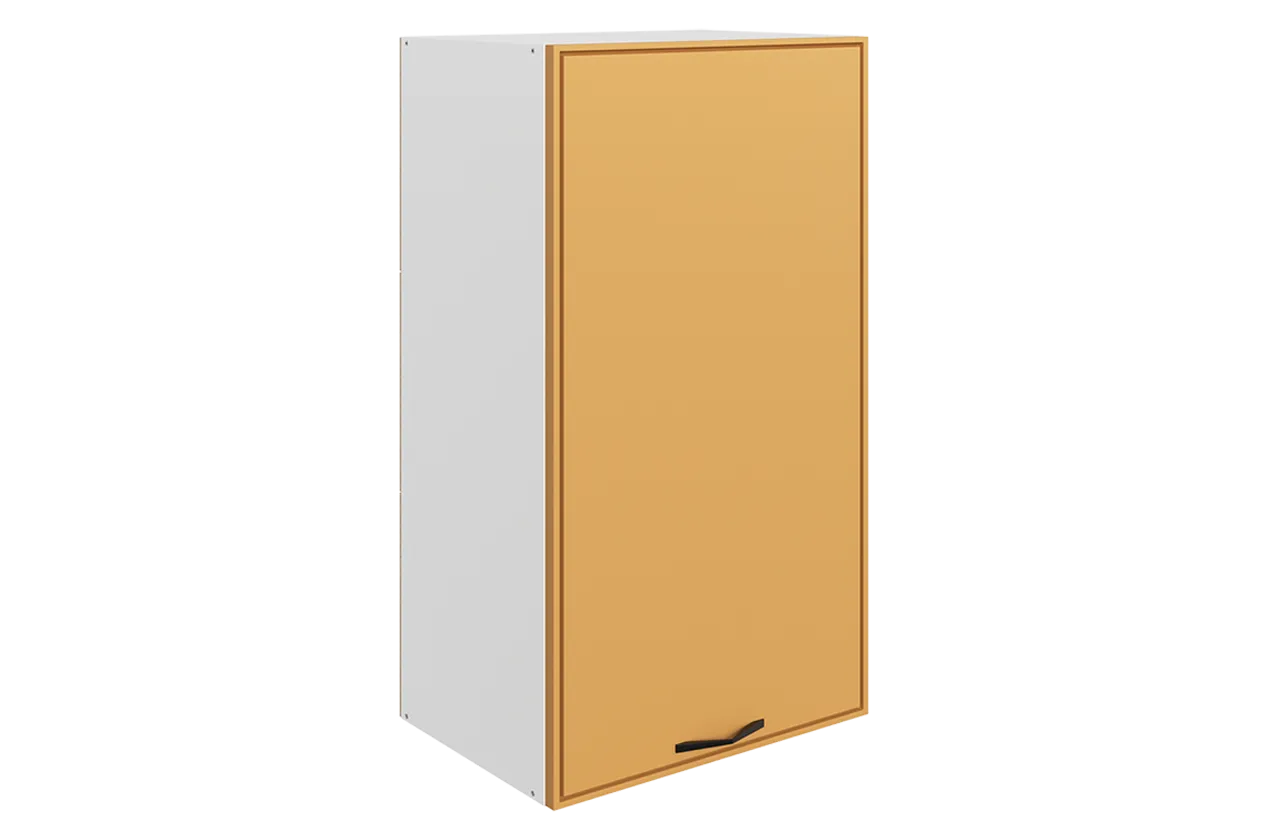 Монако Шкаф навесной L450 Н900 (1 дв. гл.) (белый/охра матовый)